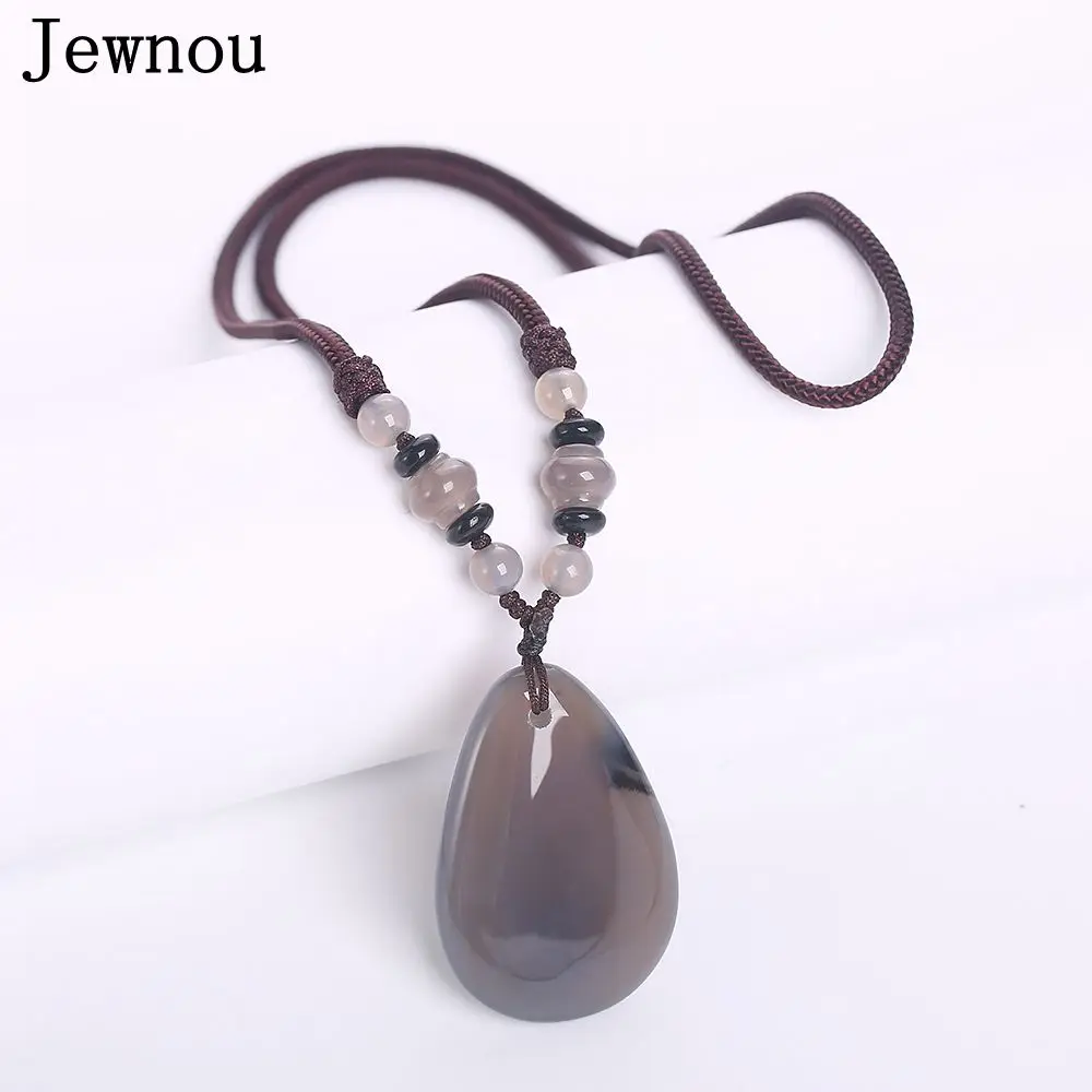 Jewnou серое ожерелье из агата Дамское капельное подвесной рейки для женщин модный