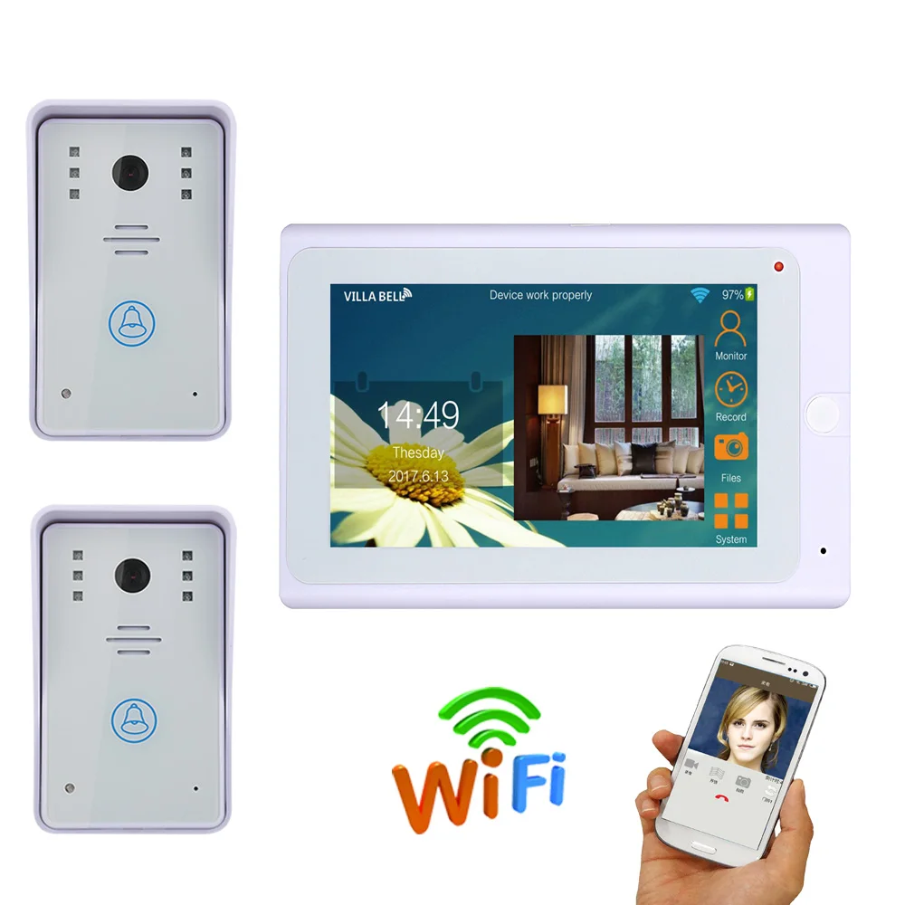 7 "TFT проводной/беспроводной Wi Fi видео звонок Дверной домофон системы с 1000TVL