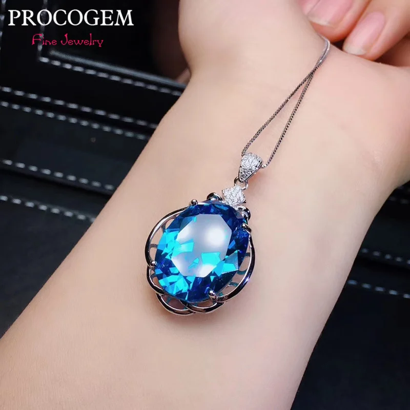 Classic Blue Topaz Pendants Necklace for Women High quality 15x20mm big Oval gems Fine jewelry 925 Sterling Free shipping #388
Classic Blue Topaz Pendants Necklace for Women High quality 15x20mm big Oval gems Fine jewelry 925 Sterling Free shipping #388