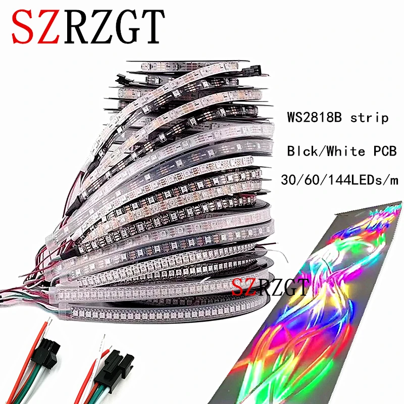 WS2812B 5050 RGB Светодиодная лента 1 м-5 м 150 300 светодиодов индивидуальное адресное 5 в IP20