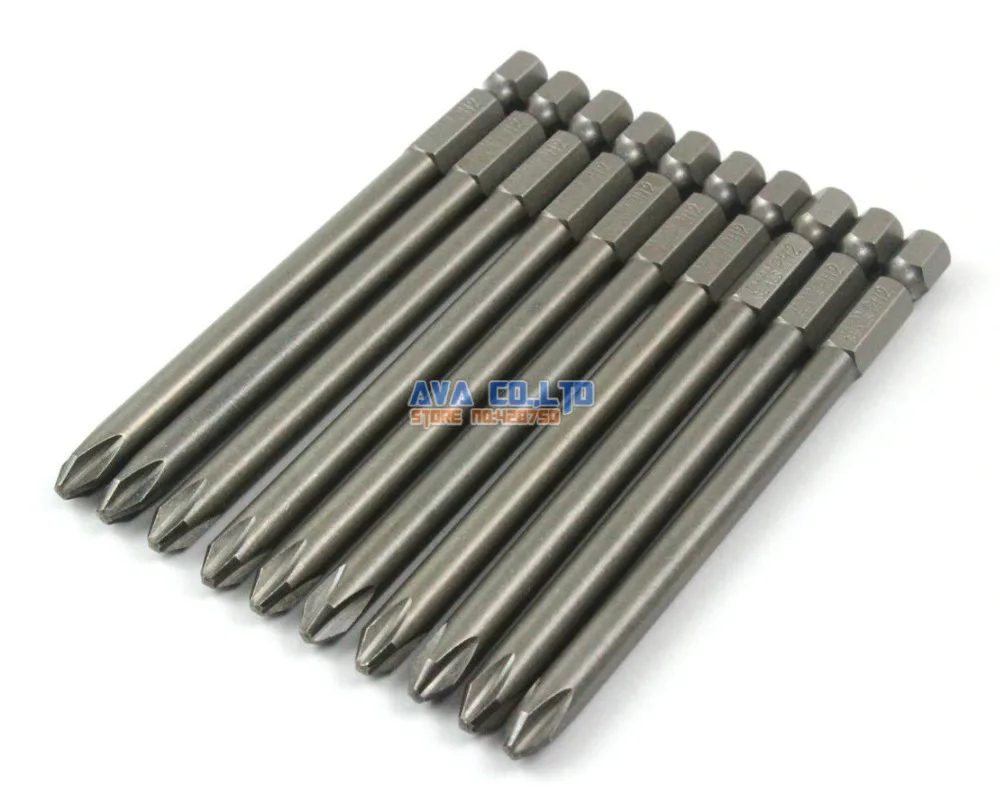 10 Pieces Magnetic Phillips Screwdriver Bit S2 Steel 1/4" Hex Shank 100mm Long 6.0mm Diameter PH2 (100mm x 6.0mm x PH2)
10 Pieces Magnetic Phillips Screwdriver Bit S2 Steel 1/4" Hex Shank 100mm Long 6.0mm Diameter PH2 (100mm x 6.0mm x PH2)