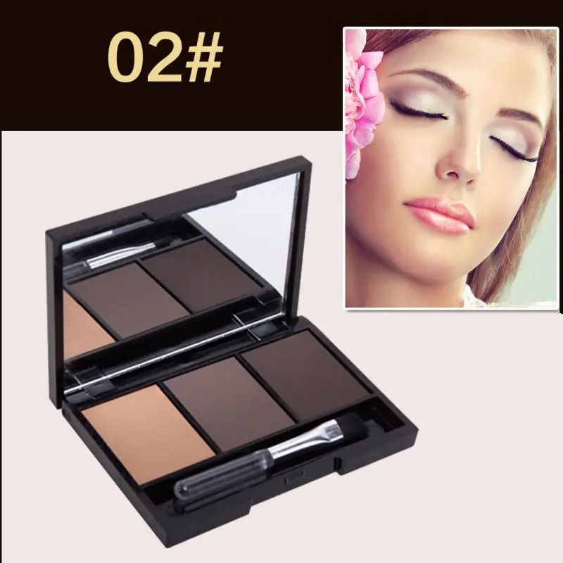 New Professional Kit 3 Color Eyebrow Powder Shadow Palette Enhancer with Ended Brushes | Красота и здоровье