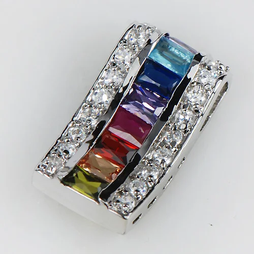 Женский кулон с голубым кристаллом Morganite розовым кунцитом из циркония серебряным