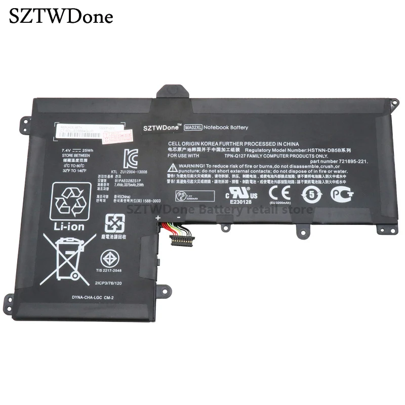 SZTWDone MA02XL tablet battery for HP SlateBook 101" X2 TPN-Q127 HSTNN-IB5B STNN-DB5B HSTNN-LB5B HSTNN-IB5B 721895-221
SZTWDone MA02XL tablet battery for HP SlateBook 101" X2 TPN-Q127 HSTNN-IB5B STNN-DB5B HSTNN-LB5B HSTNN-IB5B 721895-221