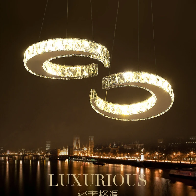 Restaurant lamp chandelier modern minimalist crystal chandelier creative double C dining room lamp home living room lamp fixture
Restaurant lamp chandelier modern minimalist crystal chandelier creative double C dining room lamp home living room lamp fixture