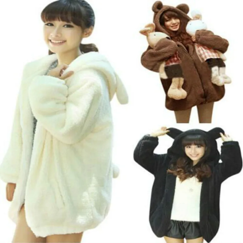 Warm Bear Ear Hooded Jacket gardigan hoodies Girls Loose Fluffy Women Outerwear Coat Faux Hairy Winter Down Parkas 2018 Spring
Warm Bear Ear Hooded Jacket gardigan hoodies Girls Loose Fluffy Women Outerwear Coat Faux Hairy Winter Down Parkas 2018 Spring