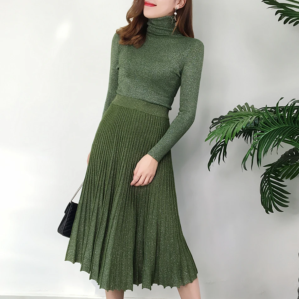 knitted Dresses Suit Autumn winter woman turtleneck knitting sweater long sleeve pullover and pleated skirt Two-piece suit Sets
knitted Dresses Suit Autumn winter woman turtleneck knitting sweater long sleeve pullover and pleated skirt Two-piece suit Sets