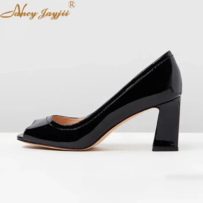 Woman Shoes Ladies Pumps Solid Patent Leather Sewing Sweet Super High Square heel Slip-On Round Toe Fashion Mature Leisure 2019
Woman Shoes Ladies Pumps Solid Patent Leather Sewing Sweet Super High Square heel Slip-On Round Toe Fashion Mature Leisure 2019