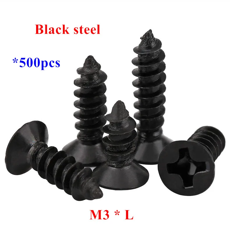 500pcs KA M3*6/8/10/12/16/20mm Flat Head Self Tapping Screws Black steel Laptop wood tapping screw
500pcs KA M3*6/8/10/12/16/20mm Flat Head Self Tapping Screws Black steel Laptop wood tapping screw