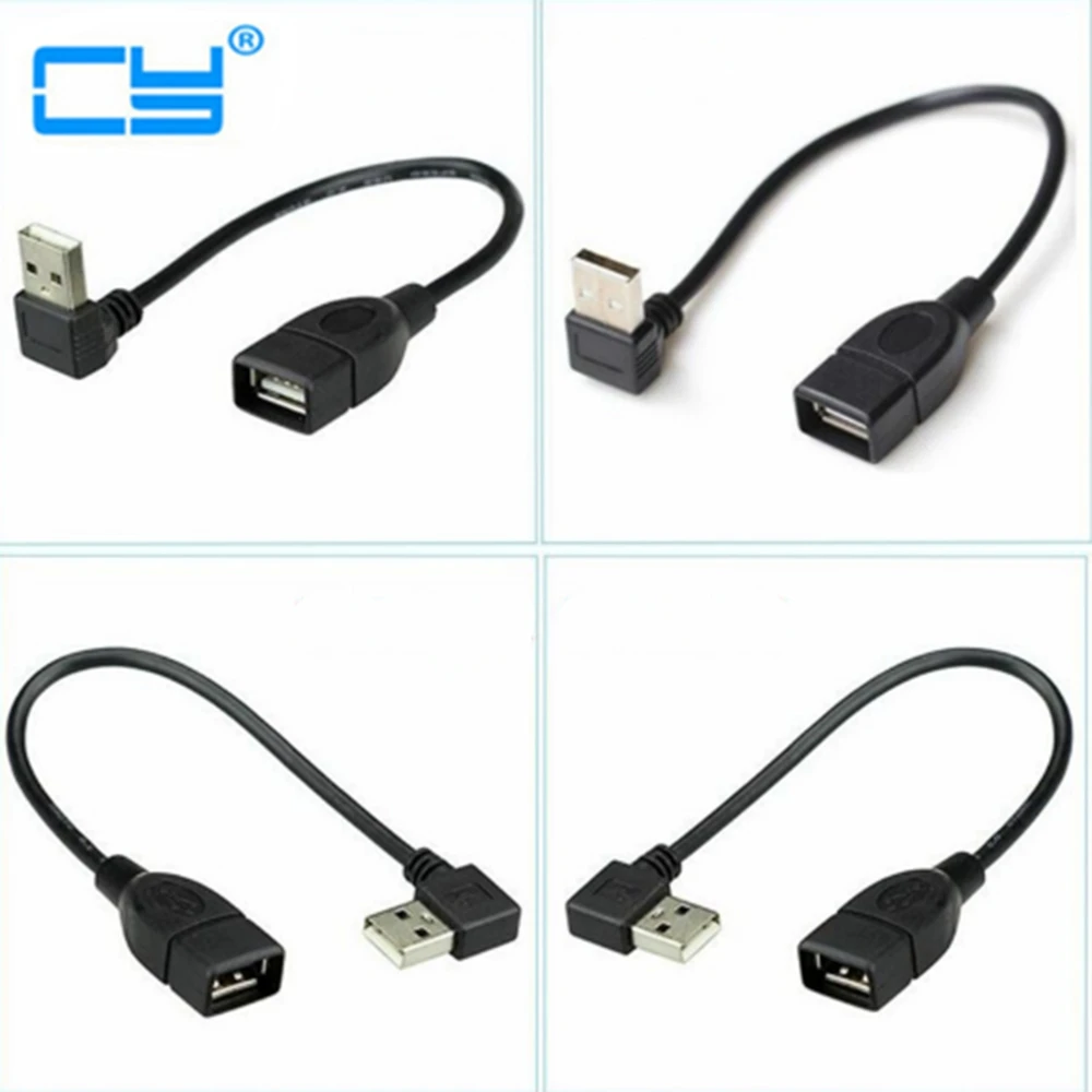 USB2.0 удлинитель адаптер 90 градусов вверх/вниз/влево/вправо для ПК ноутбука 20 см USB папа к женскому|Кабели