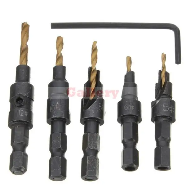 3 Sets Lot 5pcs Titanium Coated Countersunk Drill Bit Set 1/4 Inch Hex Shank Quick Change Woodworking 1 Bit Set Drill Bit
3 Sets Lot 5pcs Titanium Coated Countersunk Drill Bit Set 1/4 Inch Hex Shank Quick Change Woodworking 1 Bit Set Drill Bit