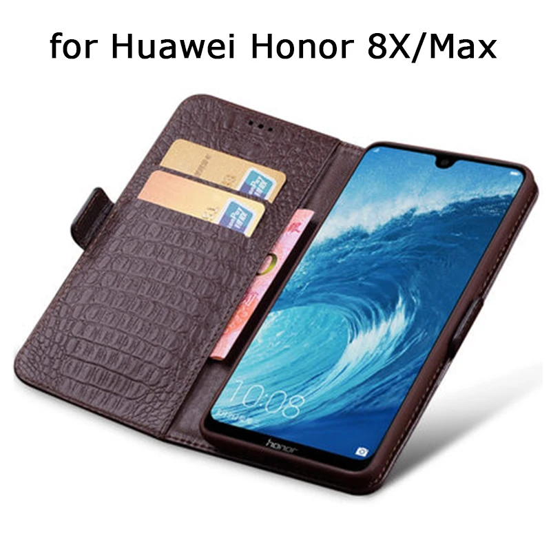Фото Чехол Кошелек для Huawei Honor 8X деловые флип чехлы телефонов Max из натуральной кожи с