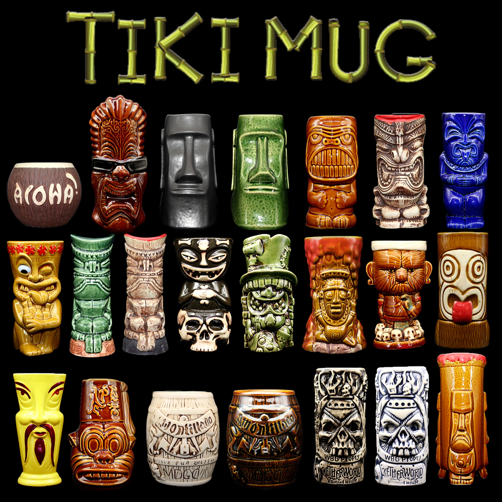 

Tiki bar tiki MUG tiki keller Hawaii cocktail glass Martini ceramic mugs