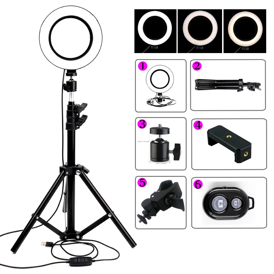LED Ring Light Dimmable three-color Annular Make-up Lamp&Tripod Studio LED Ring Photography Lighting For Photo/YouTube
LED Ring Light Dimmable three-color Annular Make-up Lamp&Tripod Studio LED Ring Photography Lighting For Photo/YouTube