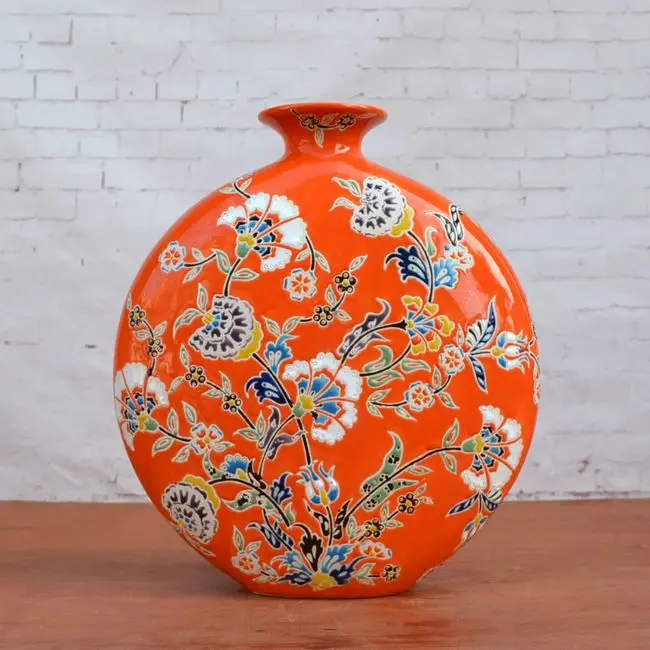 Tao Caicai, European style sculpture ceramic flower porcelain ornaments small orange Home Furnishing flat bottle of soft decorat
Tao Caicai, European style sculpture ceramic flower porcelain ornaments small orange Home Furnishing flat bottle of soft decorat