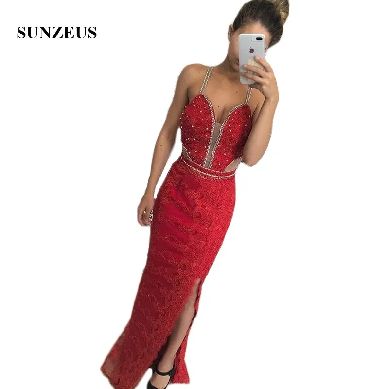 Sweetheart Red Lace Prom Dresses Straight Beaded Pearls Charming Girls Night Party Dresses Leg Slit Evening Gowns SP27
Sweetheart Red Lace Prom Dresses Straight Beaded Pearls Charming Girls Night Party Dresses Leg Slit Evening Gowns SP27