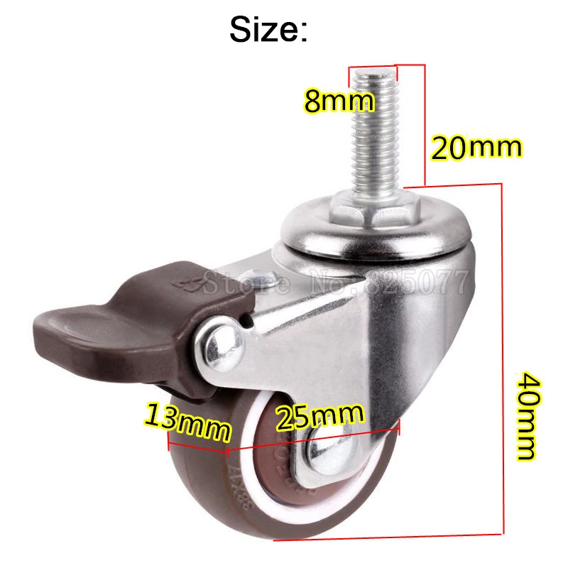 4PCS Mini 1" Mute Wheel With Brake Loading 20kg Replacement Swivel Casters Rollers Wheels With M8*20 Screw Rod JF1450
4PCS Mini 1" Mute Wheel With Brake Loading 20kg Replacement Swivel Casters Rollers Wheels With M8*20 Screw Rod JF1450