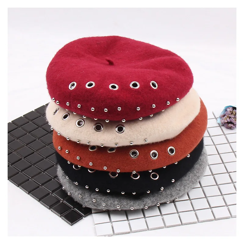 Winter Hats For Women Berets Knitted Wool Beret Beanie Autumn Winter Artist Cap Solid Painter Hats With Rivet Beret Hats
Winter Hats For Women Berets Knitted Wool Beret Beanie Autumn Winter Artist Cap Solid Painter Hats With Rivet Beret Hats