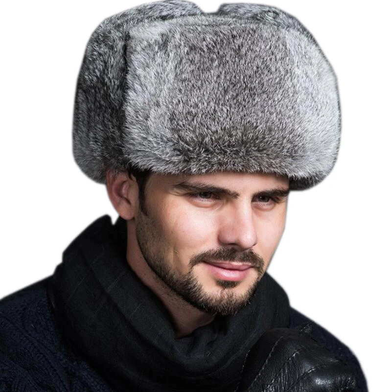 High Quality Mens 100% Real Rabbit Fur Winter Hats Lei Feng hat With Ear Flaps Warm Snow Caps Russian Hat Bomber Cap
High Quality Mens 100% Real Rabbit Fur Winter Hats Lei Feng hat With Ear Flaps Warm Snow Caps Russian Hat Bomber Cap