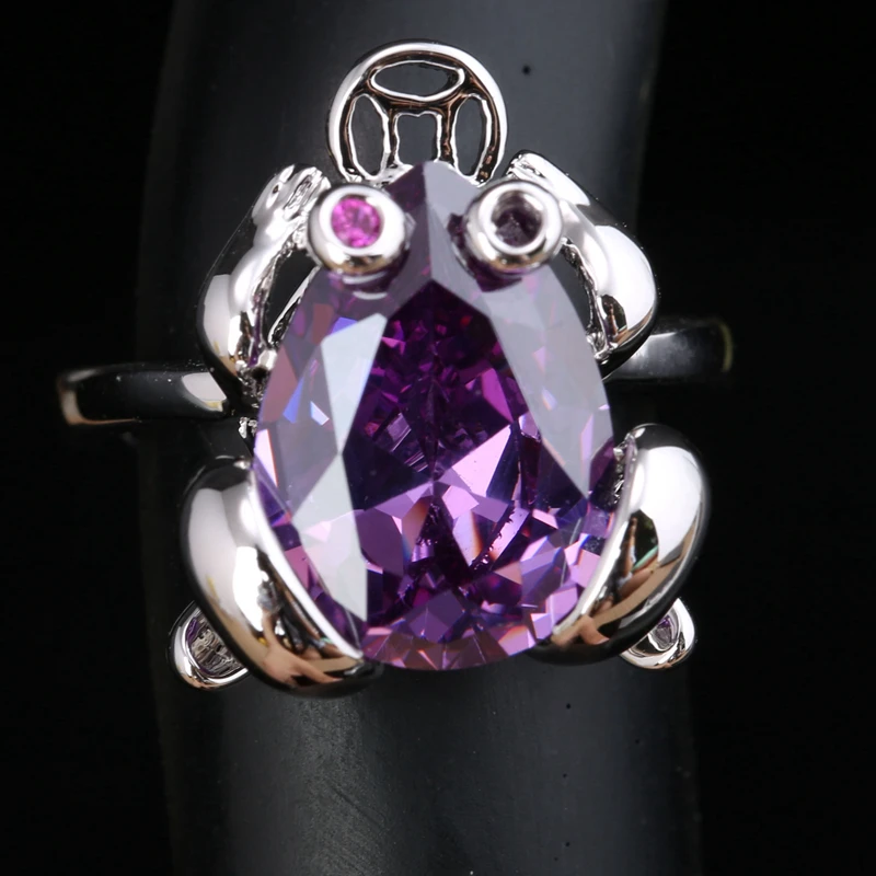 Loely Frogs Shape Purple Zircon White Gems Silver Plated Argent Solitaire Jewelry Ring US# Size 6 / 7 / 8 / 9 S1793
Loely Frogs Shape Purple Zircon White Gems Silver Plated Argent Solitaire Jewelry Ring US# Size 6 / 7 / 8 / 9 S1793