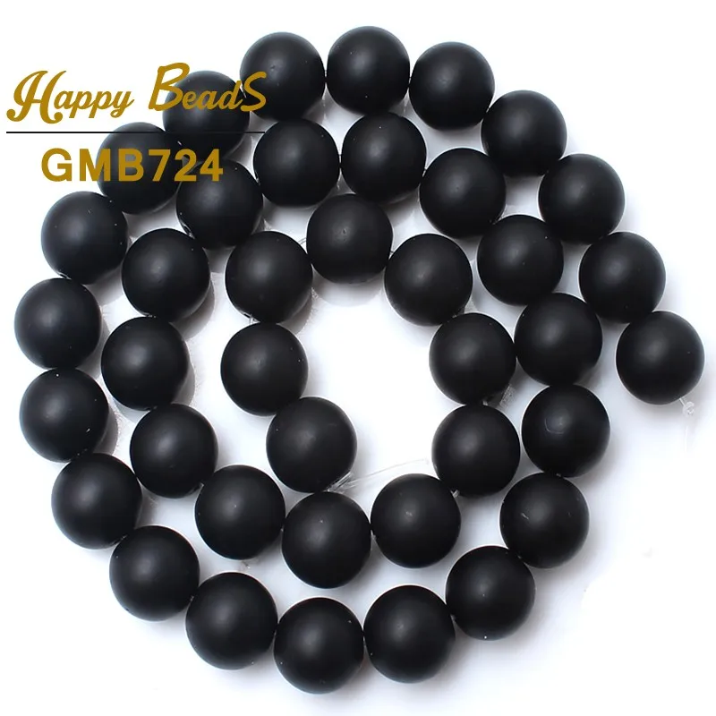 

Natural Matte black Agates Onyx Stone Beads Round Loose Spacer Beads For Jewelry Making 15"Strand 4 6 8 10 12mm DIY Bracelets