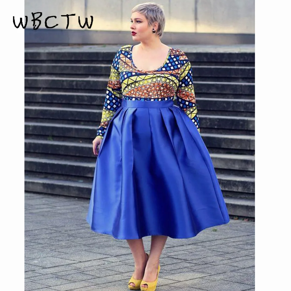 WBCTW Высокая талия женские юбки бальное платье стиль миди длина плиссированная