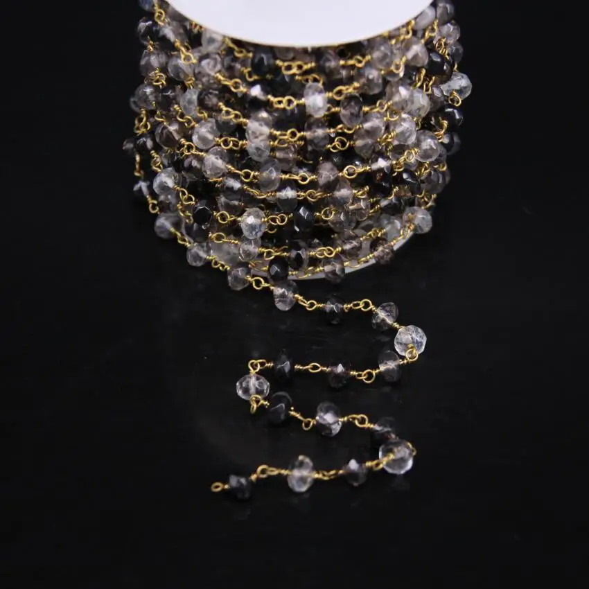 5x8mm Size,Smoky crystals Faceted Rondelle Rosary Chain,Natural Clear quartzs Gems With Brass Wire Wrapped Chains,5Meters/lot
5x8mm Size,Smoky crystals Faceted Rondelle Rosary Chain,Natural Clear quartzs Gems With Brass Wire Wrapped Chains,5Meters/lot