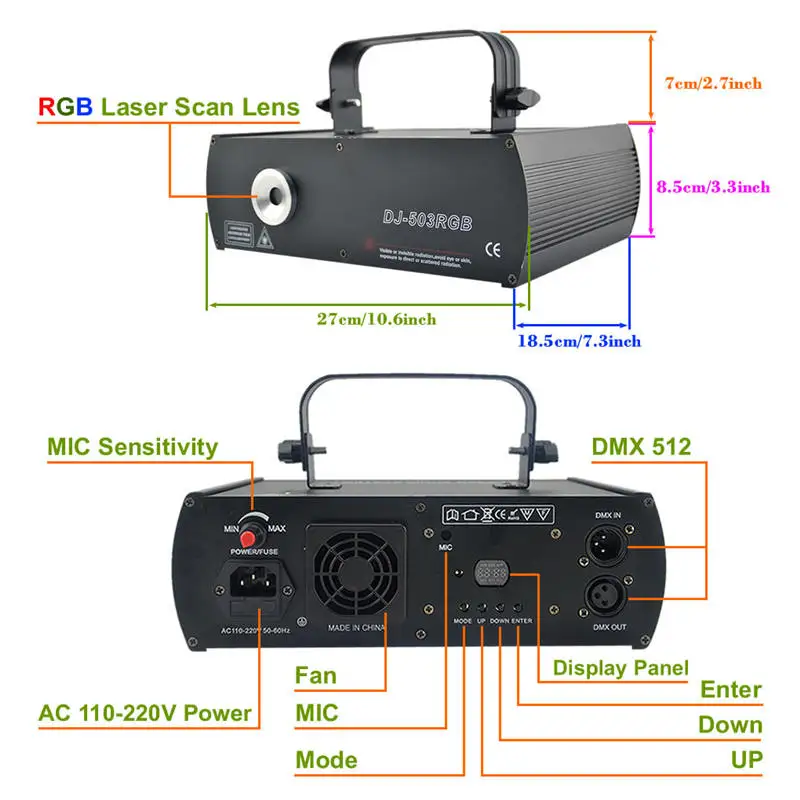 Sharelife 500MW RGB Grating Animation DMX Laser Projector Light Home Gig Party Show Professional Stage Effect DJ Lighting 503RGB | Лампы и