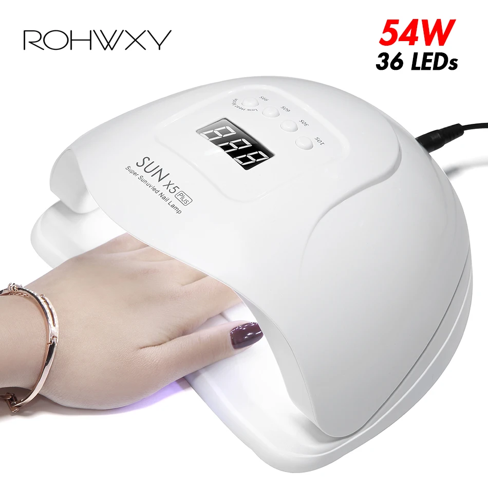 ROHWXY SUN X5 54 Вт ледяная лампа для ногтей Светодиодная УФ маникюра с 4 нижним таймером