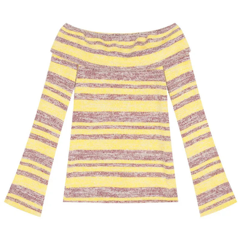 New arrival women sweaters sweet yellow purple striped slash beck elegant sweater top quality pullover sweaters hot selling
New arrival women sweaters sweet yellow purple striped slash beck elegant sweater top quality pullover sweaters hot selling