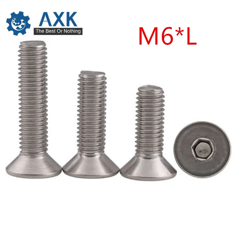 100Pcs DIN7991 ISO10642 JISB1194 M6*L A2-70 Stainless Steel 304 Hexagonal Countersunk Screws Flat Head Hex Socket Screw Bolts
100Pcs DIN7991 ISO10642 JISB1194 M6*L A2-70 Stainless Steel 304 Hexagonal Countersunk Screws Flat Head Hex Socket Screw Bolts