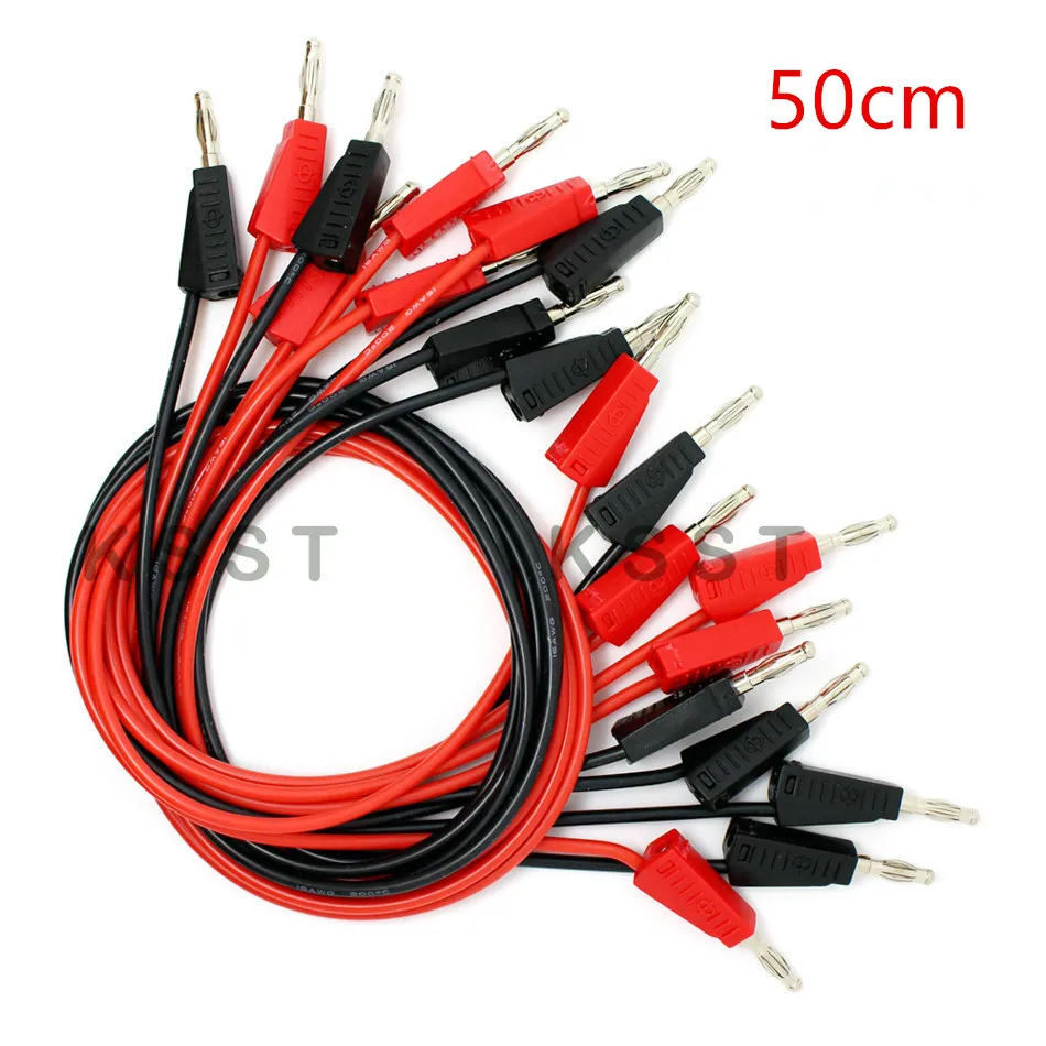 5 черных красных 50 см 1 м TL090 4 мм вилка типа банан 16AWG испытательные выводы