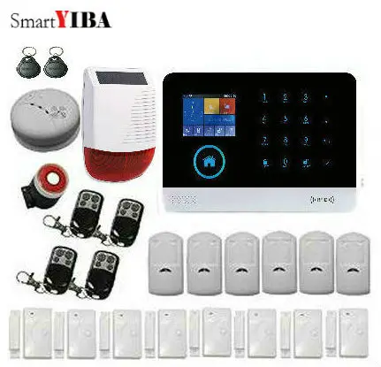 

SmartYIBA WiFi 3G WCDMA Alarm System French Spanish Russian Voice Smart Home Burglar Alarm Solar Power Siren Smoke Fire Detector