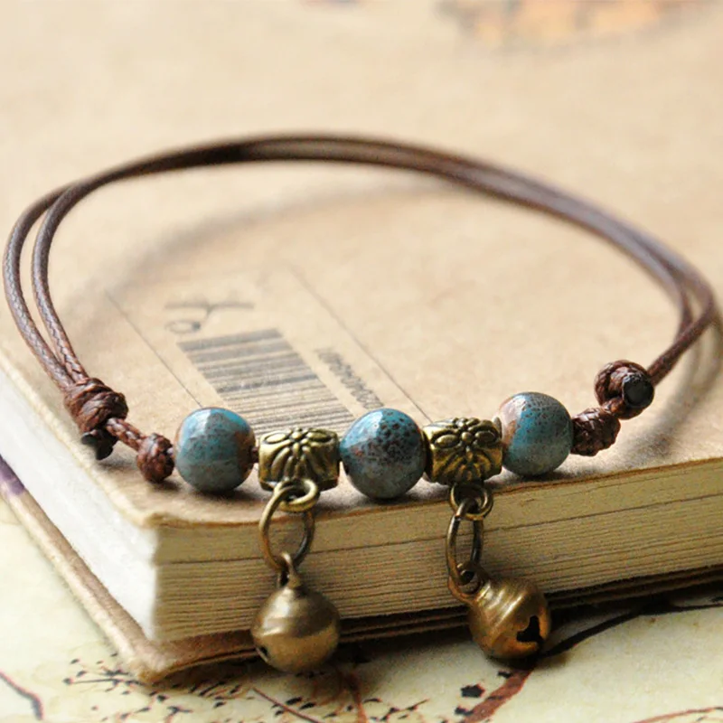 Женский браслет на запястье серебристый бронзовый с подвесками|bead bracelet|wristband