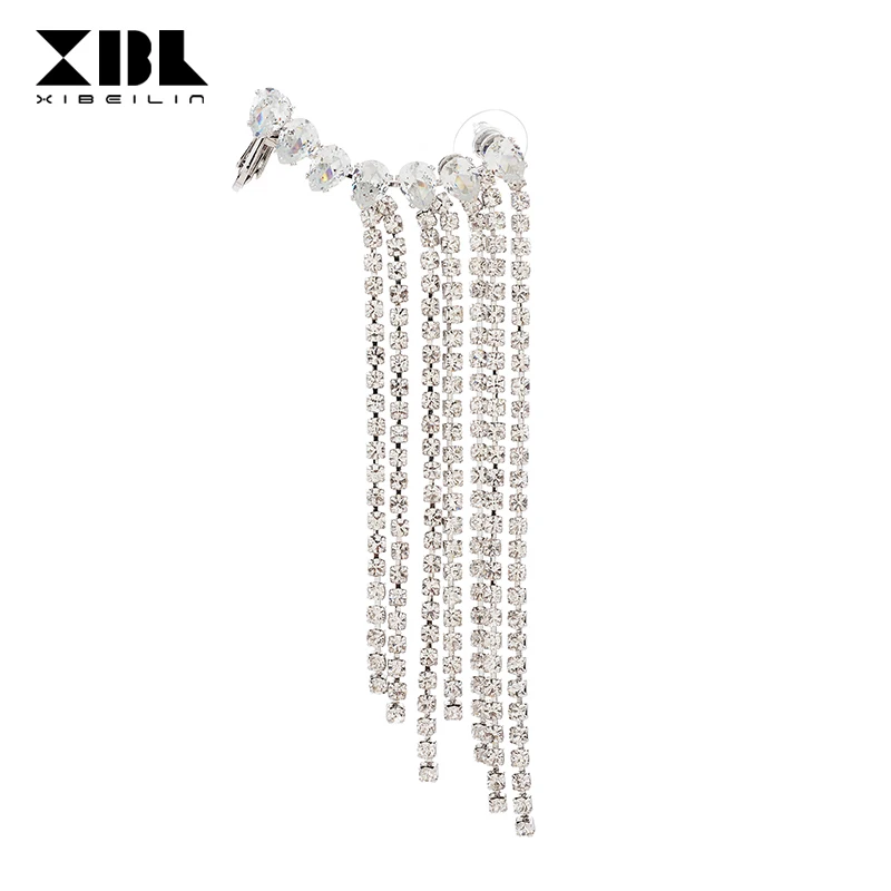 Artificial Rhinestone Long Tassel Earrings for Women Female Temperament Exaggerated Atmospheric Party Wedding Jewelry | Украшения и