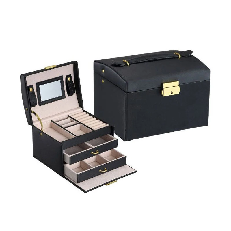 PU Leather Multi-layer Jewelry Box Drawer Girls Earrings Necklace With Mirror Lock Storage Organizer Case Accessories Supplies
PU Leather Multi-layer Jewelry Box Drawer Girls Earrings Necklace With Mirror Lock Storage Organizer Case Accessories Supplies