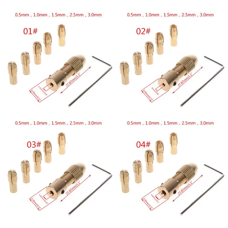 7Pcs/Set 2/2.35/4.05/5.05mm Electric Motor Shaft Mini Chuck Fixture Clamp 0.5-3.0mm Small To Drill Bit Micro Chuck Fixing Device
7Pcs/Set 2/2.35/4.05/5.05mm Electric Motor Shaft Mini Chuck Fixture Clamp 0.5-3.0mm Small To Drill Bit Micro Chuck Fixing Device
