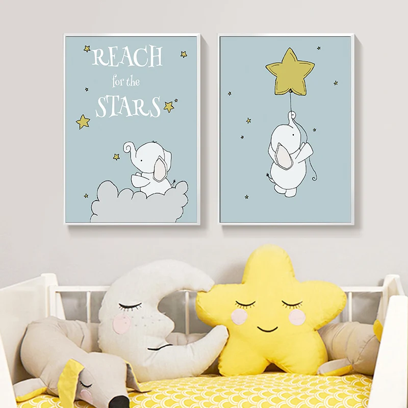 Cartoon Elephant Wall Art Dream Quotes Canvas Posters Moon and Stars Prints Painting Neutral Nursery Pictures for Living Room
Cartoon Elephant Wall Art Dream Quotes Canvas Posters Moon and Stars Prints Painting Neutral Nursery Pictures for Living Room