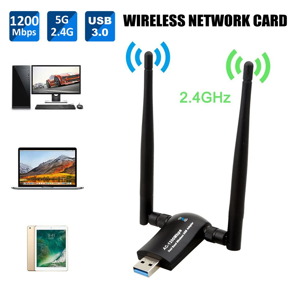 1200 Мбит/с мини Wifi беспроводной адаптер USB WLAN двухдиапазонный с антенной для ПК EM88 |