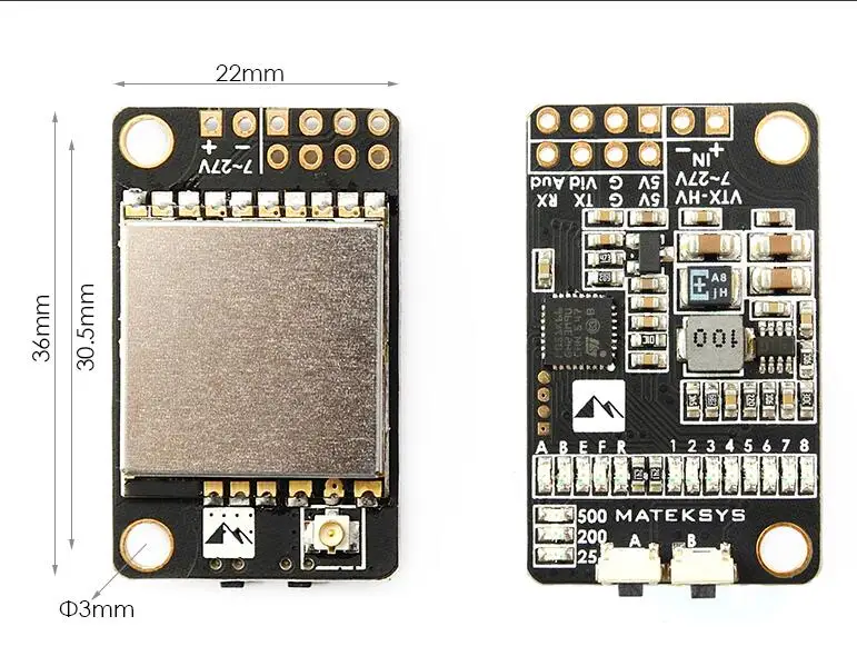 MATEK SYS 5,8G 40CH 25mw 200mw 500mw FPV Регулируемый передатчик 7-24V для радиоуправляемой модели
MATEK SYS 5,8G 40CH 25mw 200mw 500mw FPV Регулируемый передатчик 7-24V для радиоуправляемой модели
