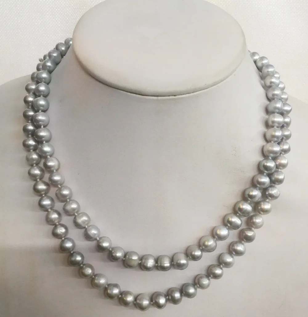 Women Jewelry 32'' 80cm necklace 8x9mm bright gray pearl handmade Real cultured freshwater pearl gift
Women Jewelry 32'' 80cm necklace 8x9mm bright gray pearl handmade Real cultured freshwater pearl gift