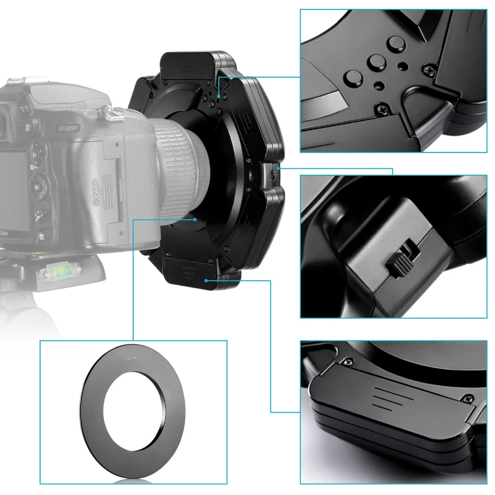 Neewer R-160 160 Pieces 5600K 10W Mini LED Macro Ring Light 6 Adapter Rings (49mm/52mm/55mm/58mm/62mm/67mm)for Macro Canon/Nikon
Neewer R-160 160 Pieces 5600K 10W Mini LED Macro Ring Light 6 Adapter Rings (49mm/52mm/55mm/58mm/62mm/67mm)for Macro Canon/Nikon