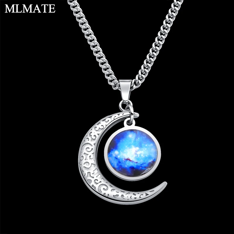 Women Lovely Pendant Silver Colour Stainless Steel Chain Multicolor Galactic Cosmic Moon Necklace
Women Lovely Pendant Silver Colour Stainless Steel Chain Multicolor Galactic Cosmic Moon Necklace