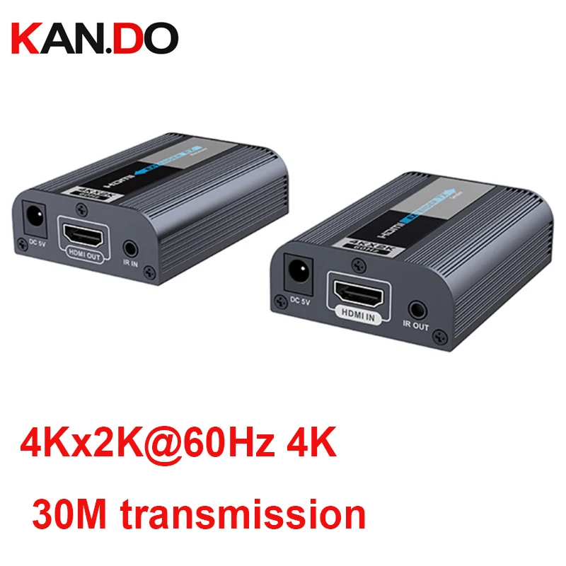 

4k 60Hz Ultra HD HDMI 2.0 Extender Up 30M CAT6/6A/7 HDMI Extend 4Kx2K@60Hz 4K Hdmi Sender HD Video Transmitter IR passback Remot