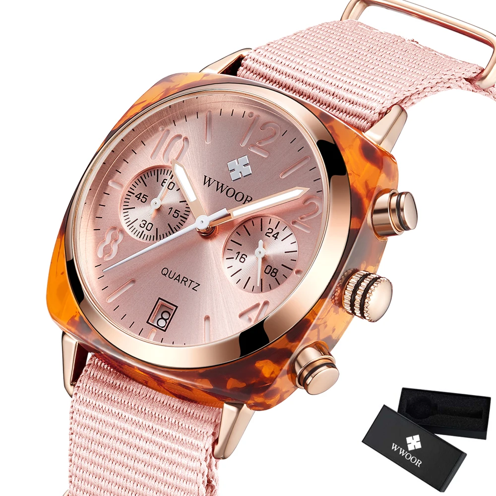 Pink Nylon Strap Style Quartz Women Watches WWOOR Top Brand Casual Chronograph Fashion Sports Watch Date Free Gift Box Relojes
Pink Nylon Strap Style Quartz Women Watches WWOOR Top Brand Casual Chronograph Fashion Sports Watch Date Free Gift Box Relojes