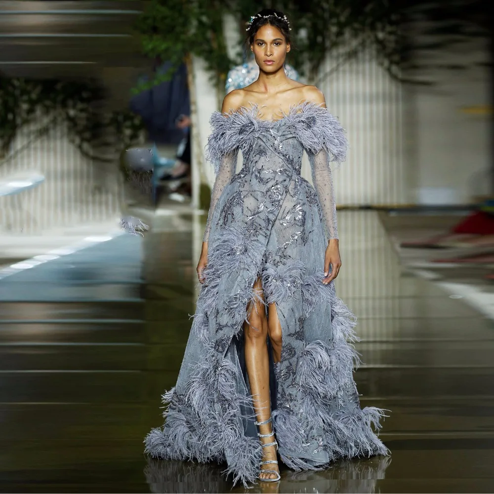 Muslim Evening Dresses Mermaid V-neck Long Sleeves Slit Feather Formal Islamic Dubai Kaftan Saudi Arabic Long Evening Gown
Muslim Evening Dresses Mermaid V-neck Long Sleeves Slit Feather Formal Islamic Dubai Kaftan Saudi Arabic Long Evening Gown