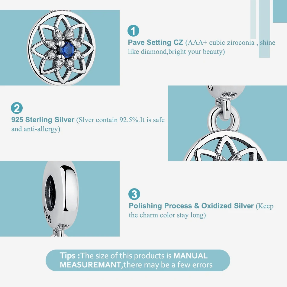2021 New Vintage Blue CZ Crystal Flower Bead 925 Sterling Silver Charm Fit Bracelet Necklace DIY Original Jewelry
2021 New Vintage Blue CZ Crystal Flower Bead 925 Sterling Silver Charm Fit Bracelet Necklace DIY Original Jewelry