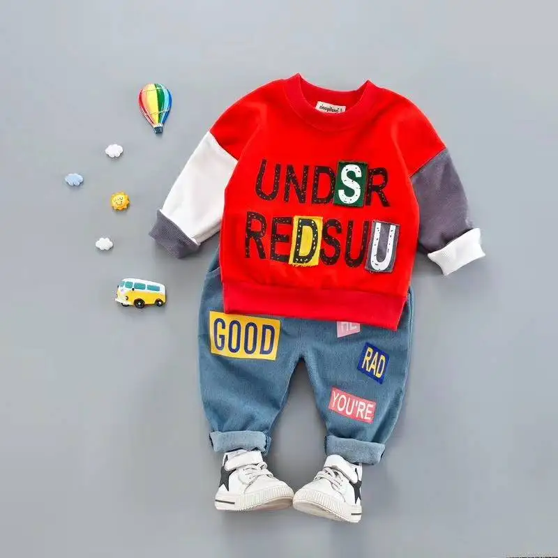 Kids Toddler Boy Girl Letter Clothing Sets Children Hot Sale Brand Boy Fashion Different Color Sleeves T shirt + Jeans Outwear
Kids Toddler Boy Girl Letter Clothing Sets Children Hot Sale Brand Boy Fashion Different Color Sleeves T shirt + Jeans Outwear