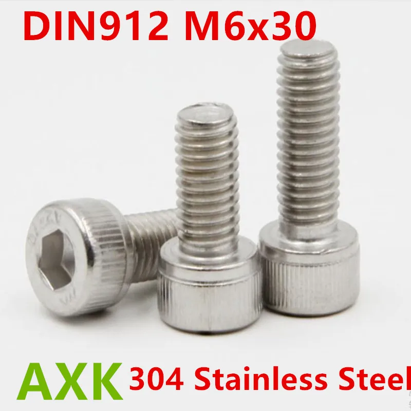 30pcs/lot Metric Thread Din912 M6x30 Mm M6*30 Mm 304 Stainless Steel Hex Socket Head Cap Screw Bolts
30pcs/lot Metric Thread Din912 M6x30 Mm M6*30 Mm 304 Stainless Steel Hex Socket Head Cap Screw Bolts
