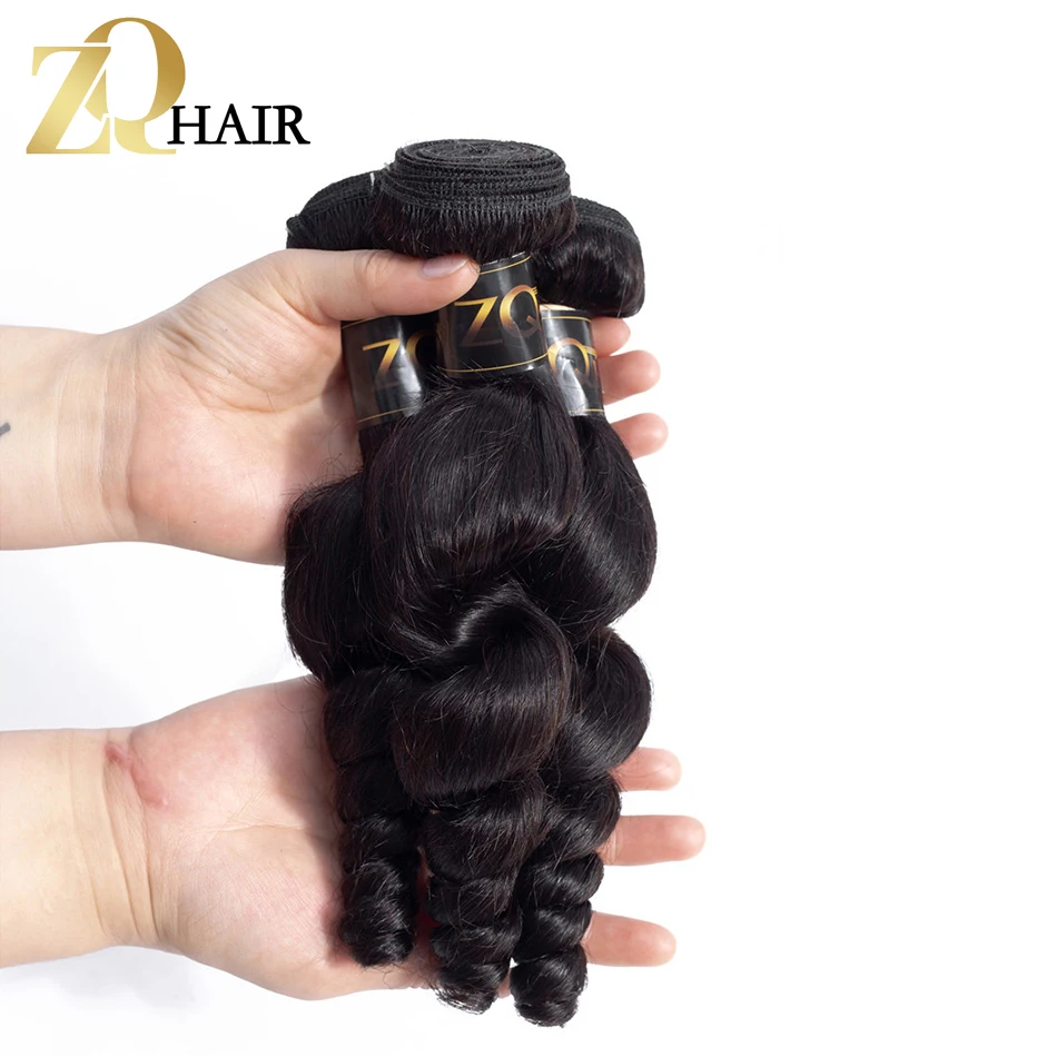 ZQ HAIR 3 Bundles Peruvian Loose Wave Hair 100% Human Weave Non Remy Extension Free Shipping | Шиньоны и парики